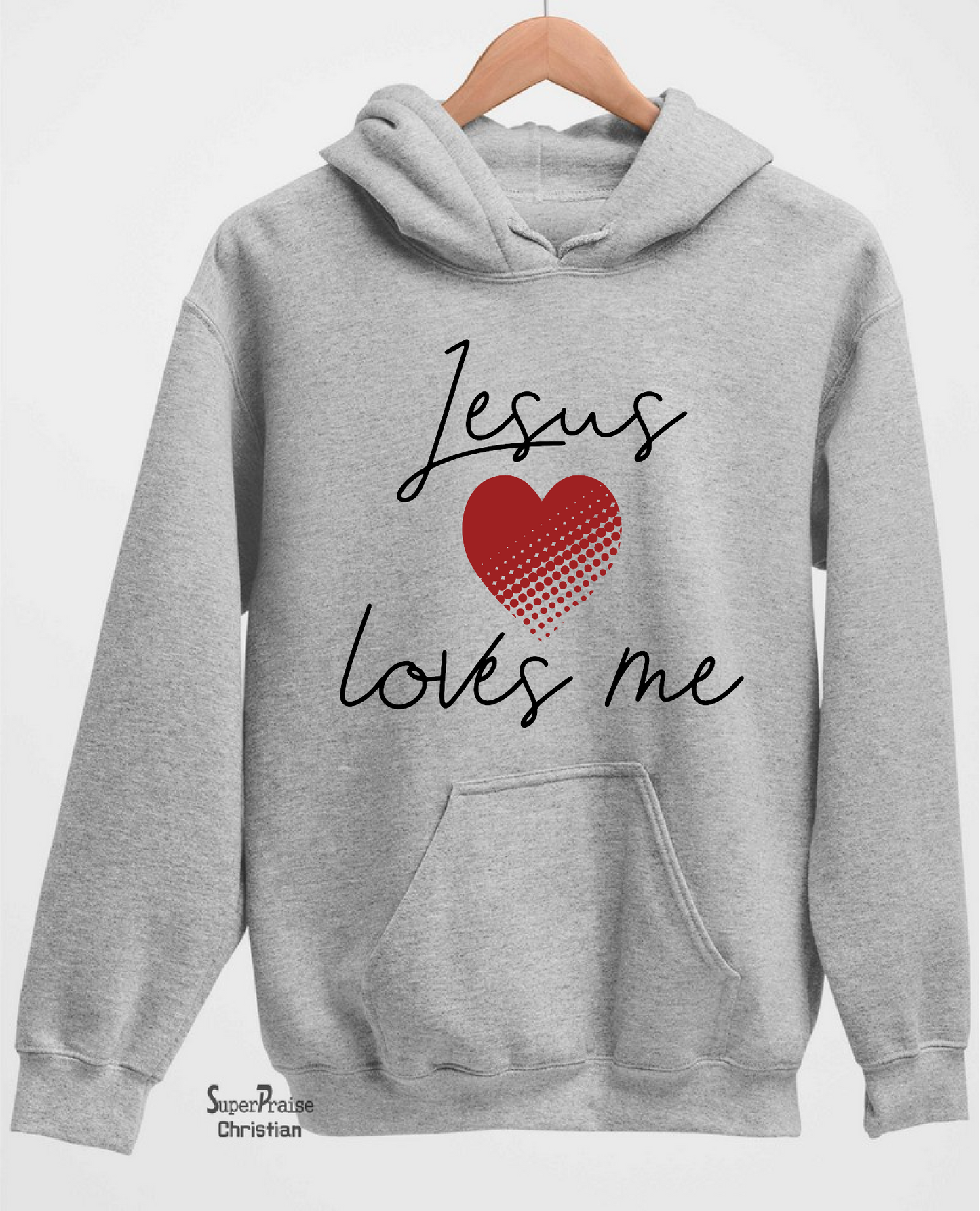 Jesus Loves me Heart Graphic Hoodie Christian Sweatshirt