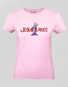 Christian T Shirt Women Jesus Saves Bible