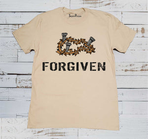 Jesus Christ Forgiven Christian Beige T Shirt