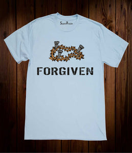 Jesus Christ Forgiven Christian Sky Blue T Shirt