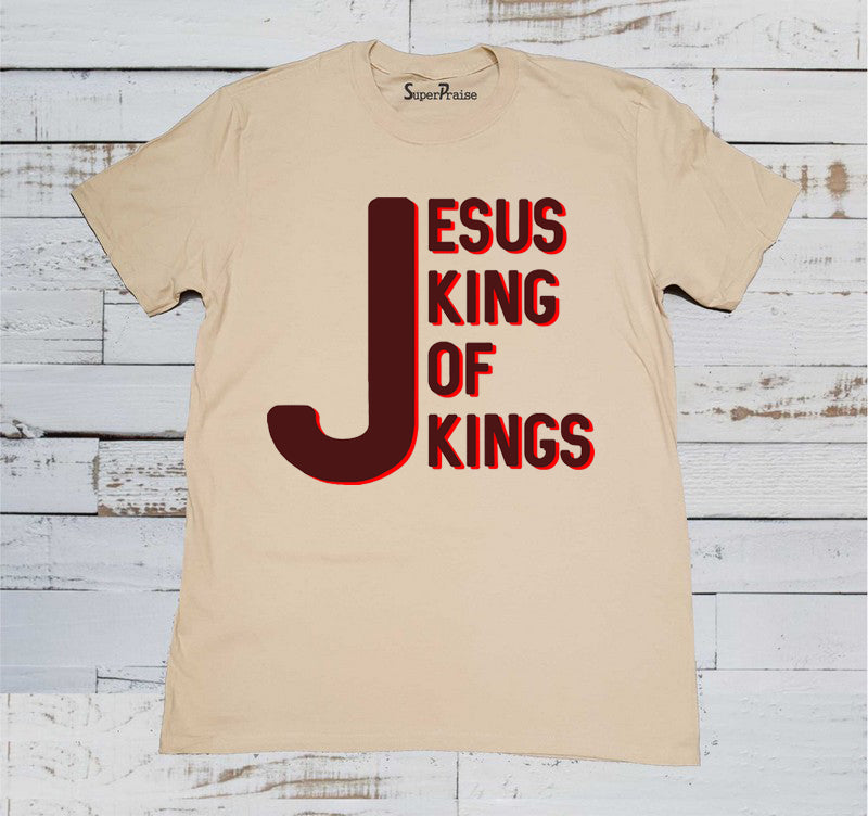 Jesus King of Gospel Christian Beige T Shirt
