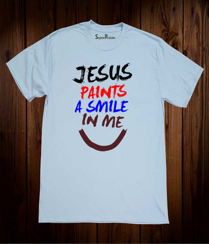 Jesus Paints Smile in Me Christian Sky Blue T Shirt