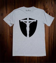 Jesus Shield Badge Christian Grey T-shirt