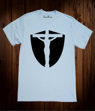 Jesus Shield Badge Christian Sky Blue T-shirt