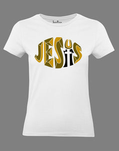 Women Christian T Shirt Golden Name Jesus