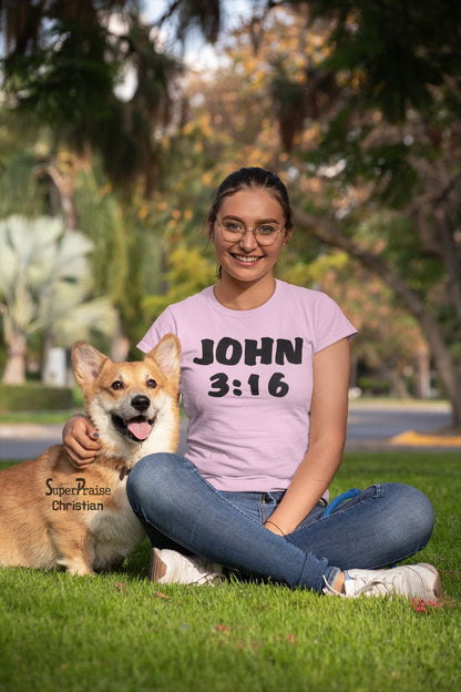 Christian Women T Shirt Bible Verse John 3:16 Ladies tee