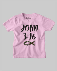 John 3:16 Christian Fish Sign Faith Jesus Grace Bible Verse Kids T Shirt