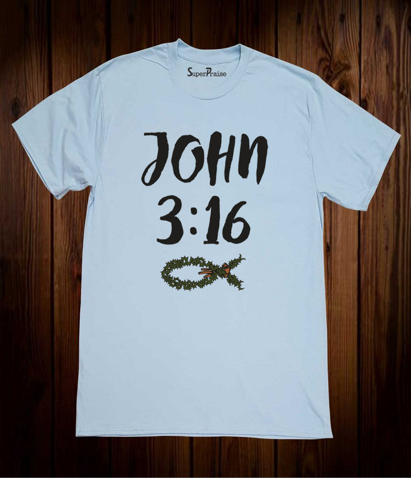 John 3:16 Christian Sky Blue T Shirt