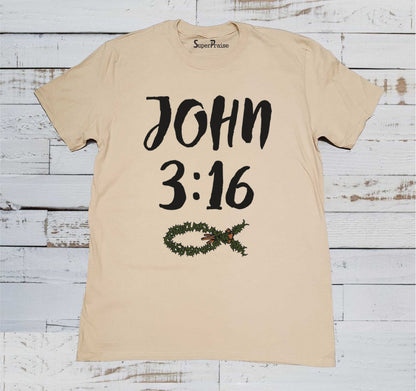 John 3:16 Christian Beige T Shirt