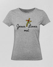 Christian Women T Shirt Jesus Loves Me Slogan 