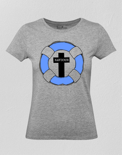 Christian Women T Shirt Jesus Christ Life Guard Grey tee