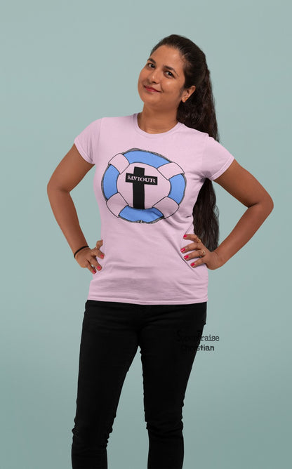Christian Women T Shirt Jesus Christ Life Guard Pink tee