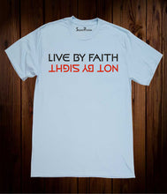 Live By Faith Prayer Christian Sky Blue T Shirt