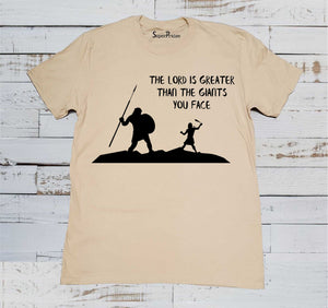 Lord Is Greater than All Christian Beige T Shirt
