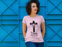 Christian Women T Shirt No Greater Love Slogan Pink tee tshirt
