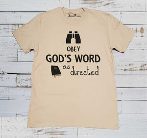 Obey God's Word as directed Christian Beige T shirt