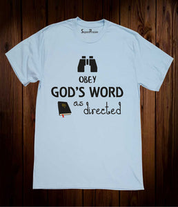 Obey God's Word as directed Christian Sky Blue T shirt