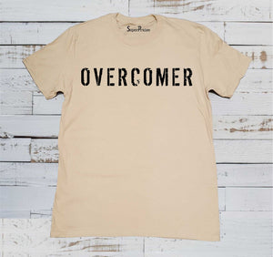 Overcomer Jesus Christ Disciple Christian Beige T Shirt