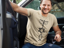 Hanukkah Lamp Star of David Early Christian Fish Sign Christian T shirt - Super Praise Christian