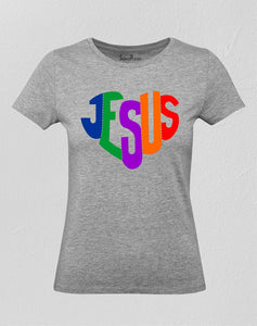Christian Women T Shirt Jesus Rainbow Blessing 