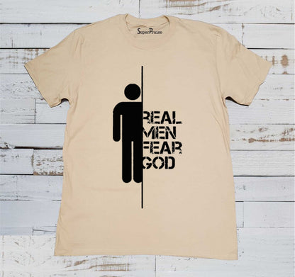 Real Fear of God Slogen Christian Beige T Shirt