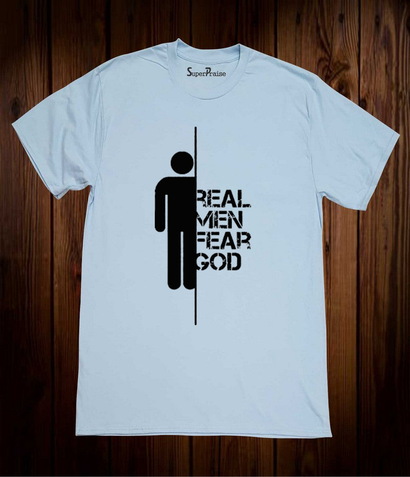 Real Fear of God Slogen Christian Sky Blue T Shirt
