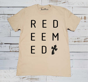 Redeemed Cross Christian Jesus Christ Beige T Shirt