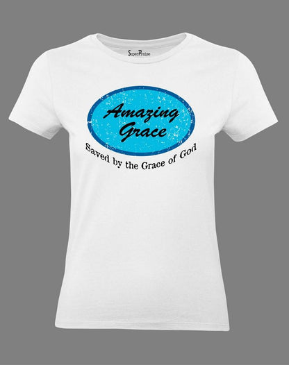 Christian Women T Shirt Amazing Grace Jesus White Tee