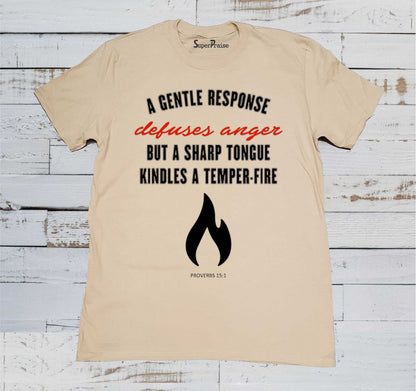 Sharp Tongue Anger Proverbs Christian Beige T Shirt