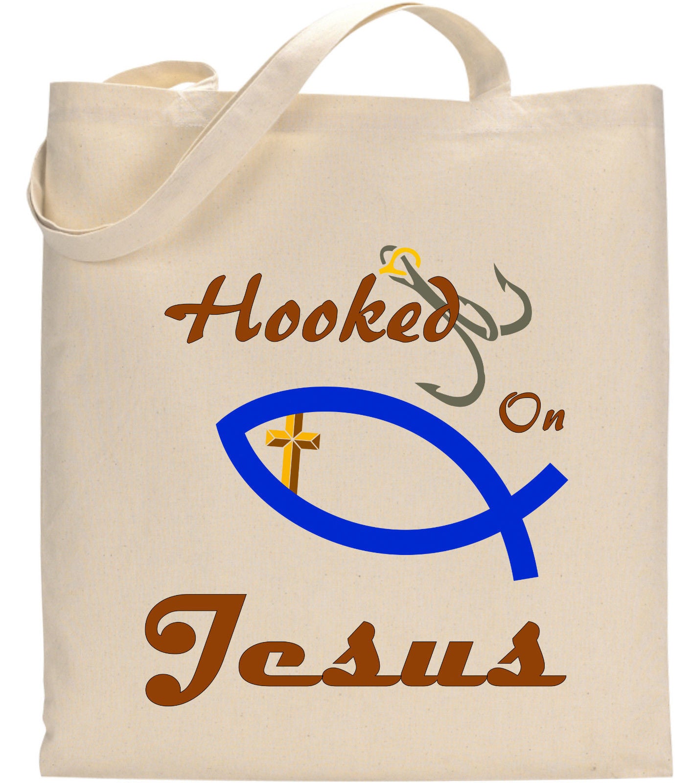 Hooked on Jesus Religious Christian Tote Bag