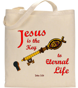 Jesus Christ is The Key To Eternal Life John 3:36 Christian Tote Bag