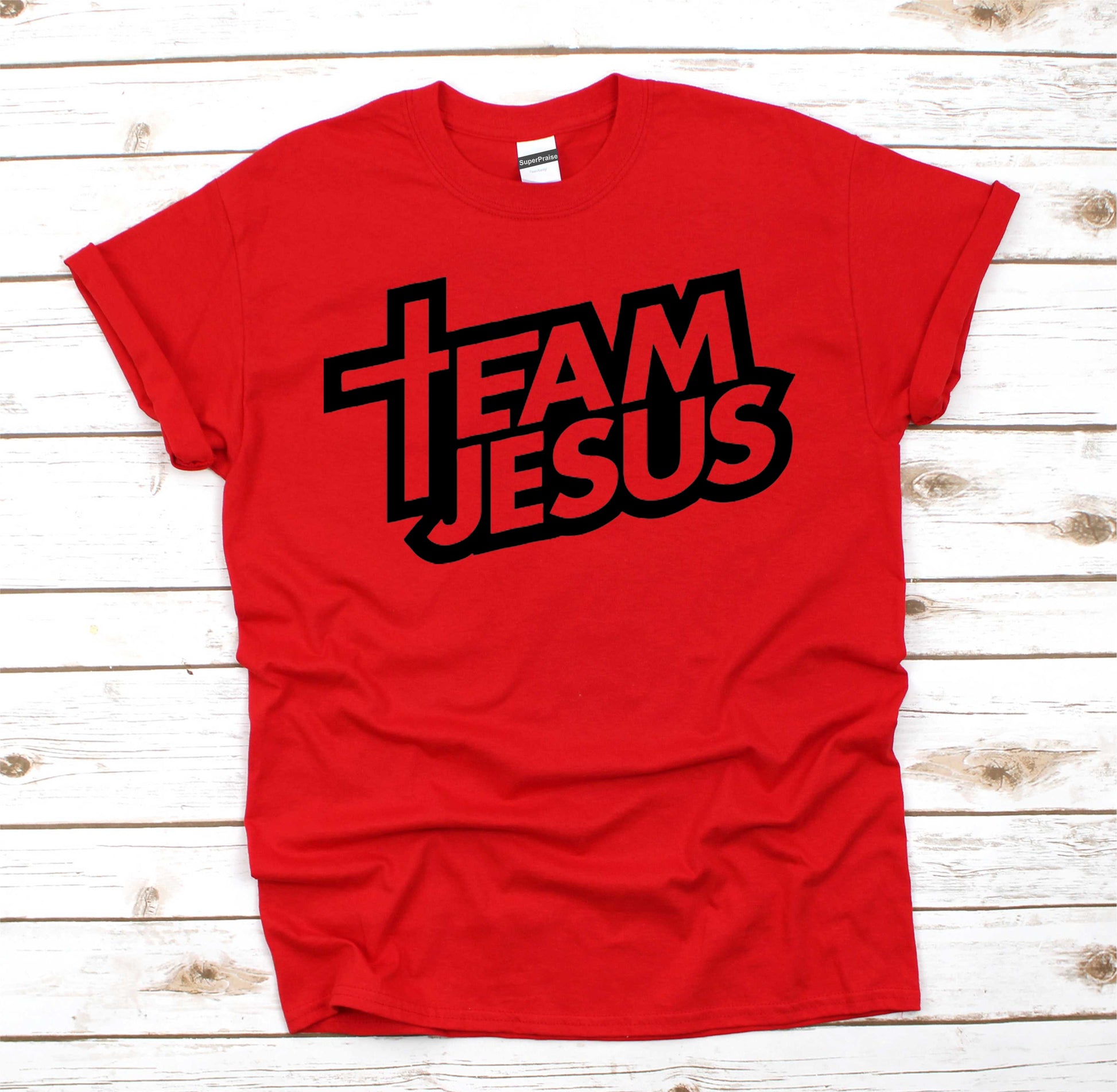 Team Jesus Gospel Slogan Christian Red T Shirt