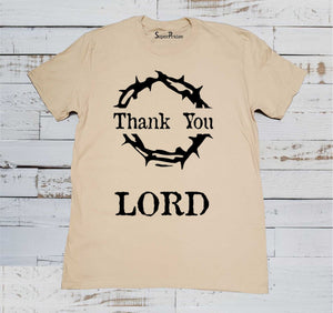 Thank You Lord Crown oF Thorn Jesus Christ Love Grace Christian Beige T Shirt