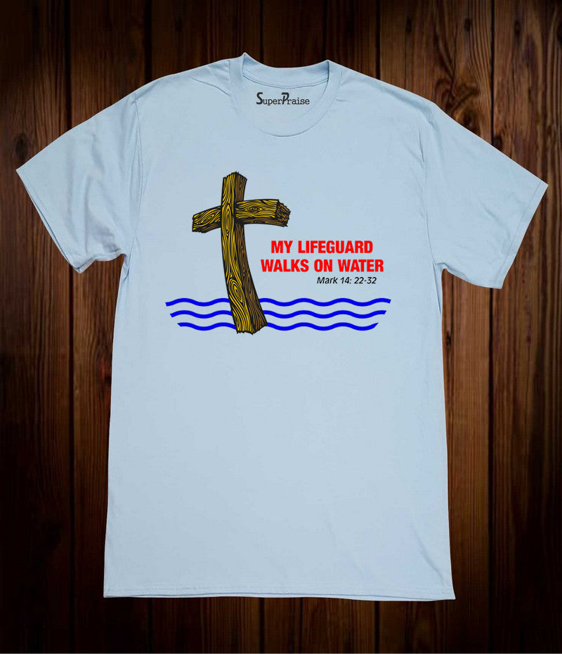 Walks On Water Miracle Christian Sky Blue T Shirt