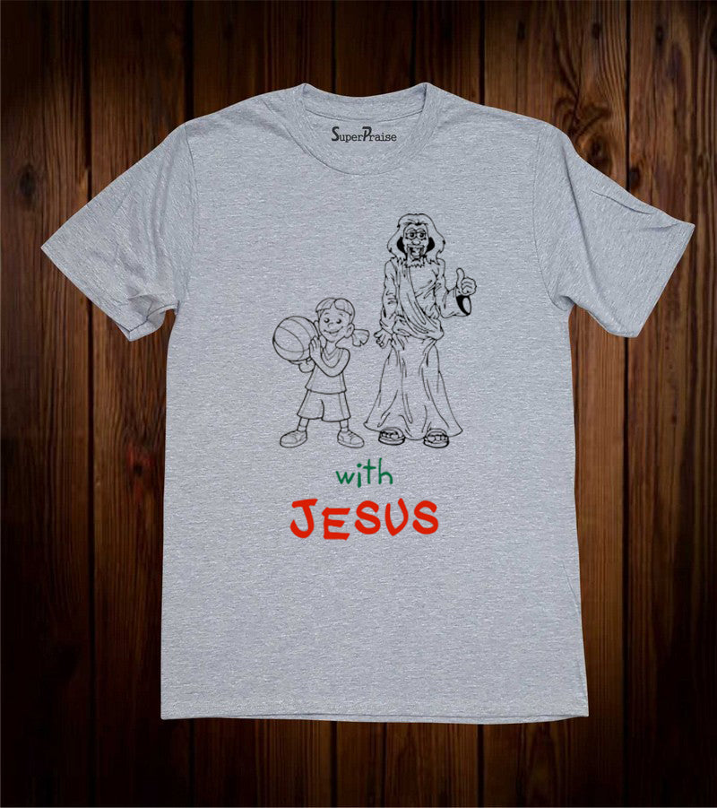 With Jesus Christian Jesus Christ Love Grey T Shirt