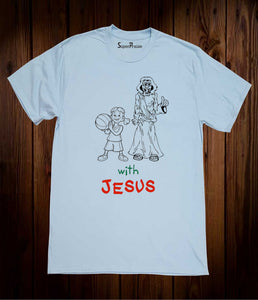 With Jesus Christian Jesus Christ Love Sky Blue T Shirt