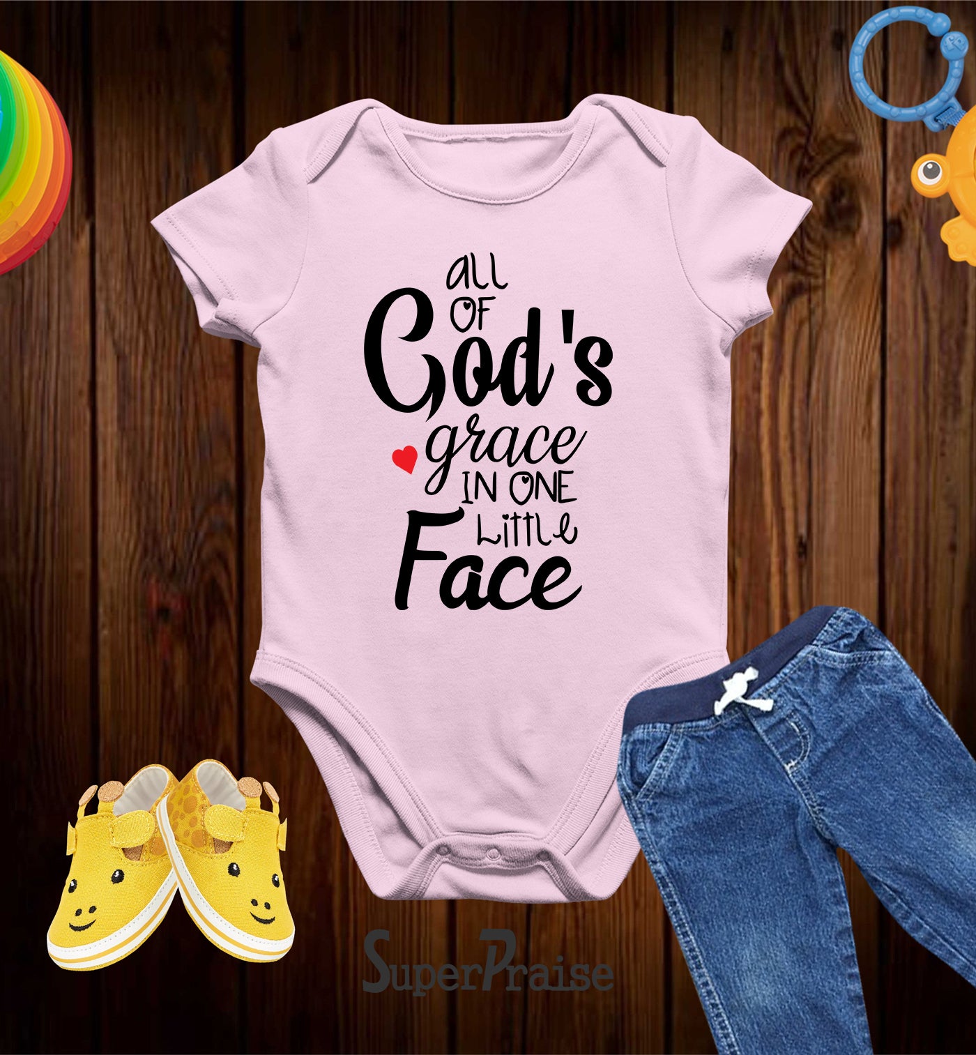 All Of God's Grace In One Little Face Christian Baby Bodysuit