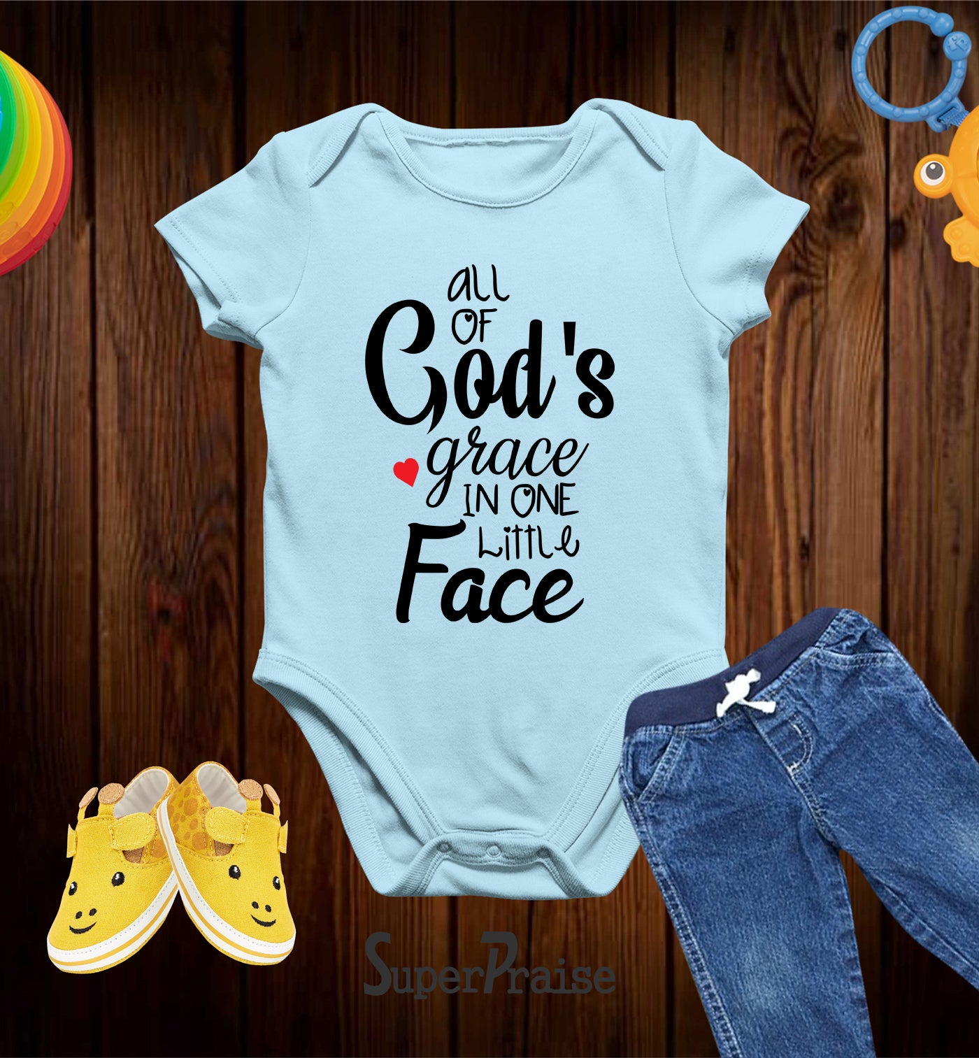 All Of God's Grace In One Little Face Christian Baby Bodysuit