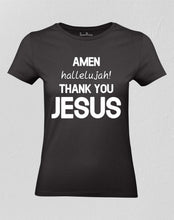 Christian Jesus Women T shirt Amen Hallelujah Black tee