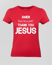 Christian Jesus Women T shirt Amen Hallelujah Red Tee