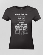 Christian Women T shirt A New Heart Of Flesh Black tee