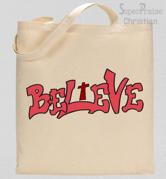 Believer Jesus Cross Tote Bag