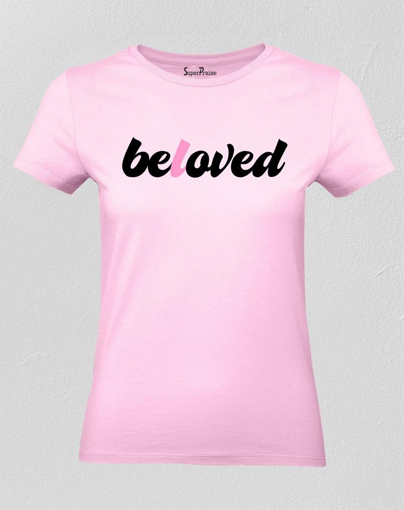 Christian Women T Shirt Beloved Label Jesus Pink tee