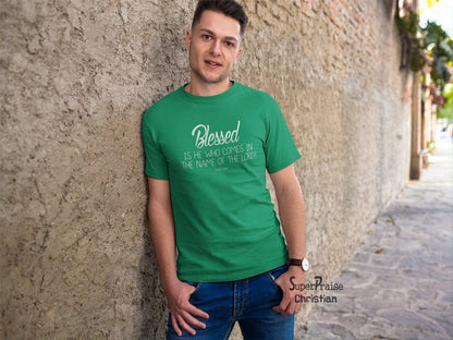 BLESSED is he in Jesus Christ Christian T shirt - SuperPraiseChristian