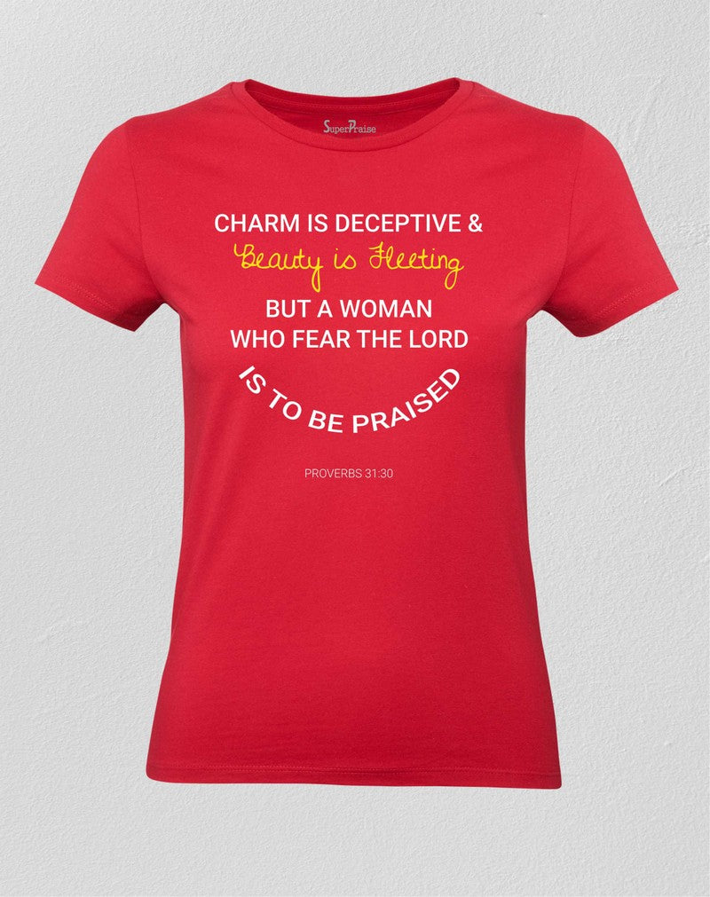 Christian Women T shirt The Lord is to be Praised Red Tee