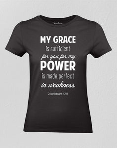 Christian Women T shirt My Grace My Power Black tee