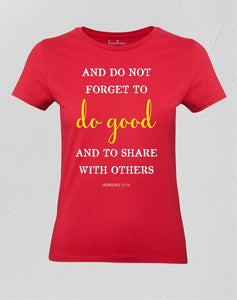 Christian Women T shirt Do Good and Share Red Tee