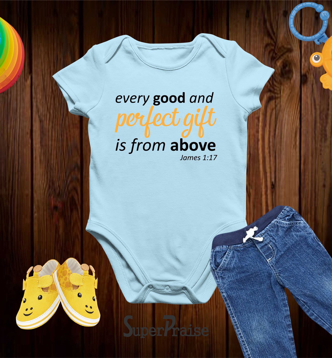 Every Good And Perfect Gift is From Above Bible Verse Christian Baby Bodysuit
