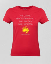 Christian Women T shirt The Lord's Mercies Never End, New Every Morning 