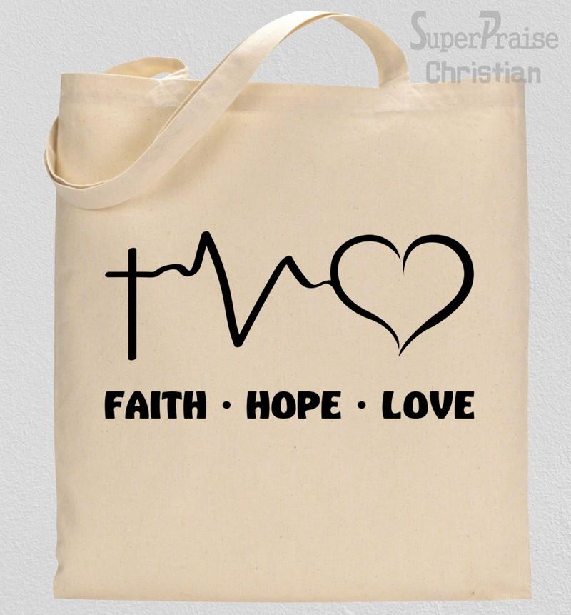 Hope Faith Love Heavyweight Canvas Tote Bag, Cancer Gift